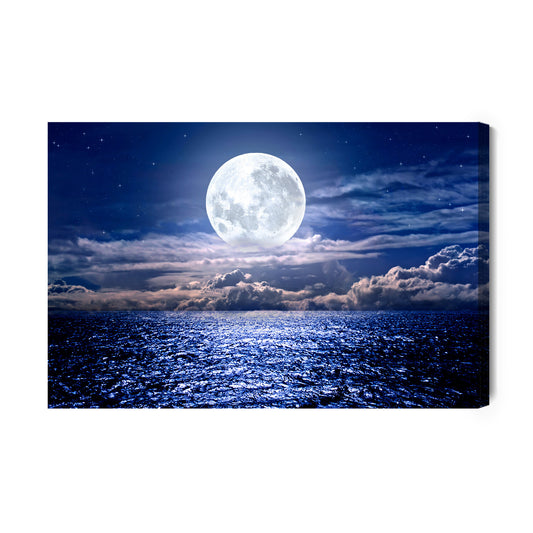 Obraz Na Płótnie Księżyc W Pełni Nad Morzem